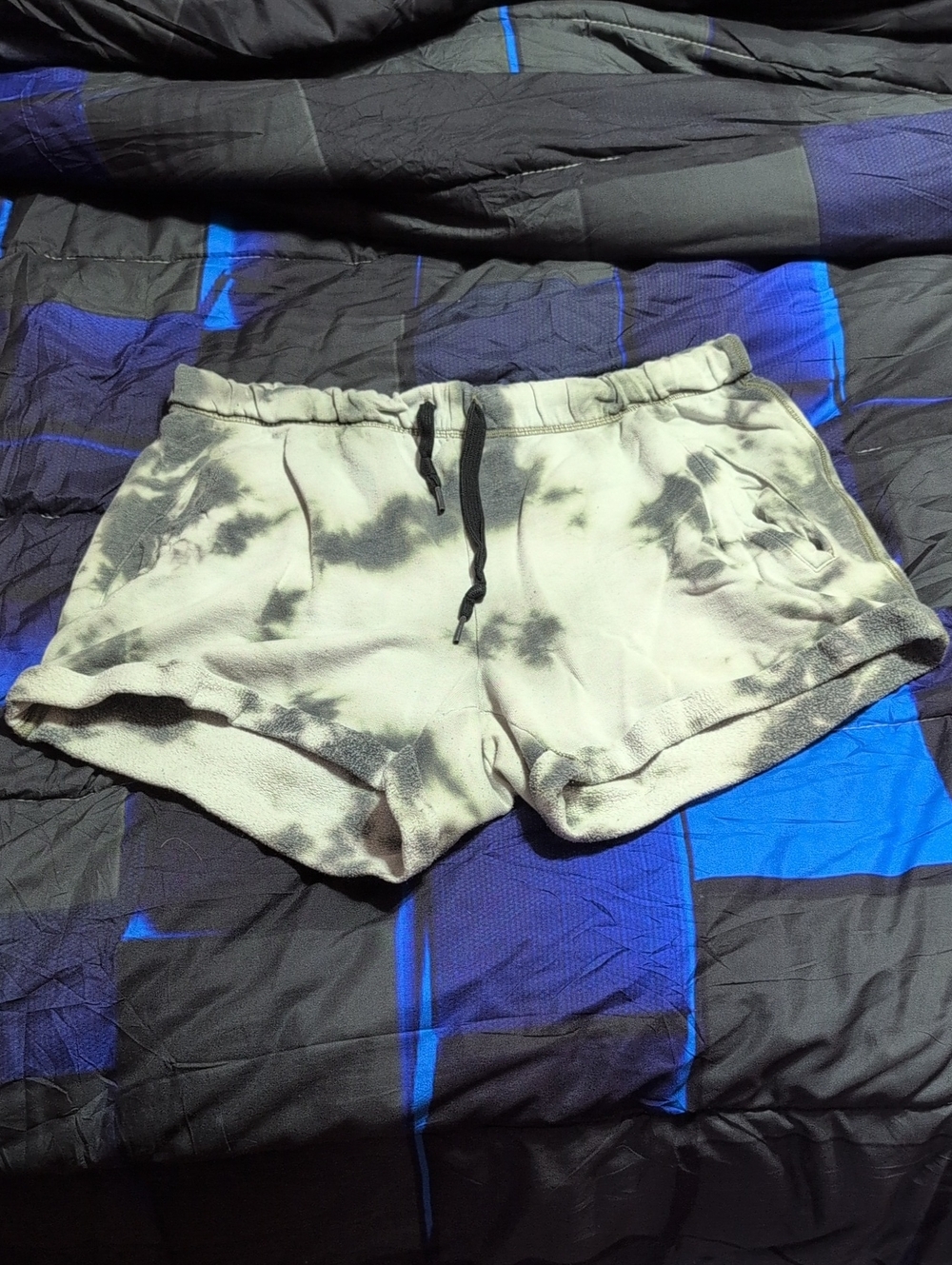 PINK Victoria's Secret Black and White Tie-Dye Drawstring Athletic Shorts